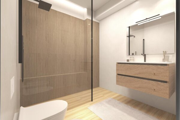 Bagno moderno con walk-in | ristrutturazione | rendering | san siro