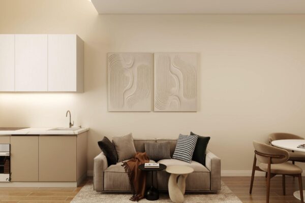 Ottimizzazione spazi Bilocale ristrutturato Living compatto funzionale