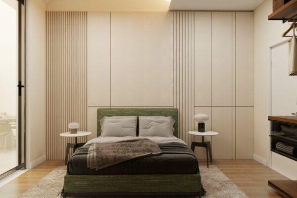 Riqualificazione immobile Appartamento moderno Camera con boiserie design