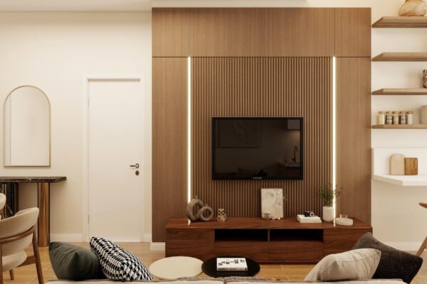 Ristrutturazione appartamento Operazione immobiliare Living con parete attrezzata