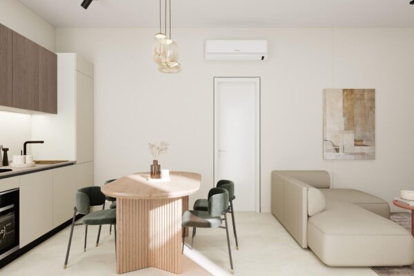 Zona giorno con ingresso zona notte