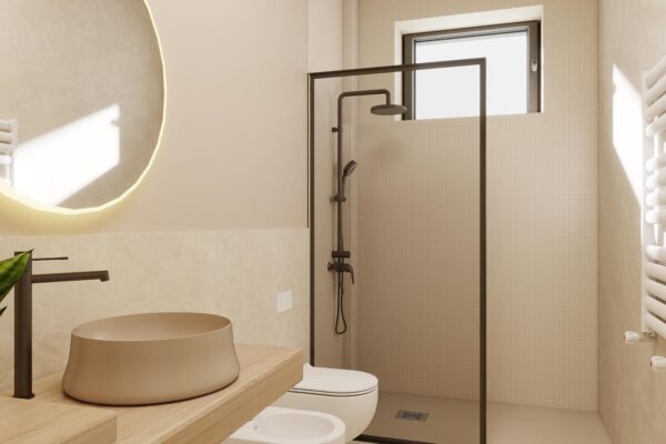 Bagno con ampia doccia